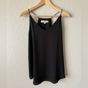EUC • LOFT Scalloped V Neckline Black Camisole Top